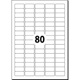 SIGEL LA203 Etiketten selbstklebend, bedruckbar, wieder rückstandsfrei ablösbar, weiß mini, 35,6 x 16,9 mm, 2000 Etiketten = 25 Blatt, abgerundet