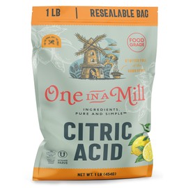 ONE IN A MILL Citric Acid Powder 1LB | Food Grade for Cooking, Baking, Canning, and Cheese Making | All-Natural Preservative & Flavor Enhancer | DIY Skincare, Bath Bombs, Water Softening, and Cleaning