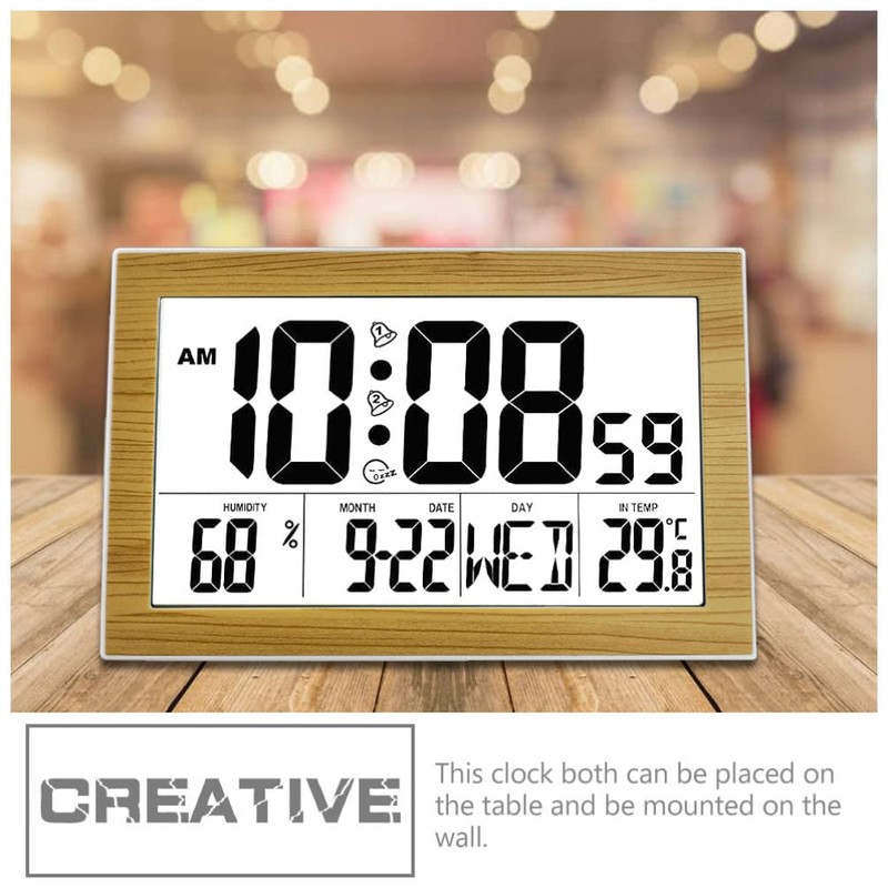 Beavorty 1pc Perpetual Calendar Desk Clock Alarm Clock Thermometer Student