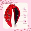 BYETOCE Valentine’s Day Knotted Headband for Women Red Love Heart