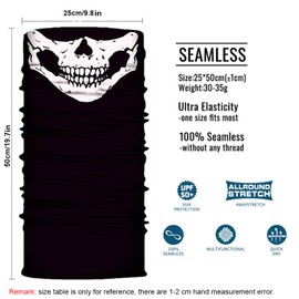 WYSUMMER 8PCS Scarves Bandanas Skull Face Tube Black Headband, Motorcycle Multi Function Headwear Hat Scarf Ski Mask for Dust Outdoors Sports (Skull 1)