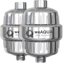 WeAQUA Heavy Duty NO BS Shower Filter Family 2 PACK – 99% Removal for Hard Water, Chlorine, Fluoride, Heavy Metals, Micro-life, Organics and More