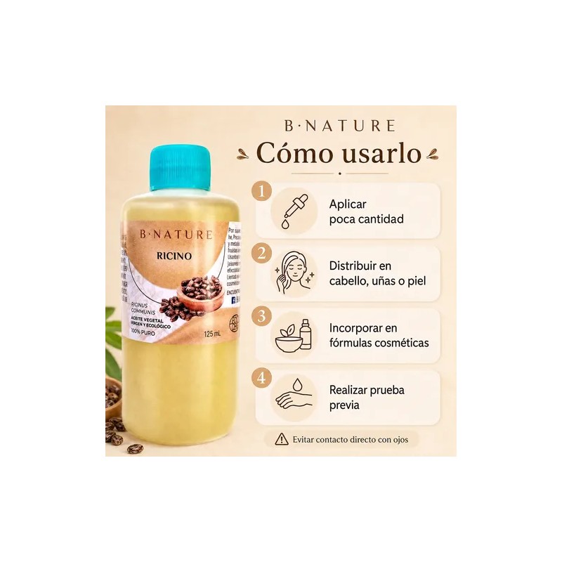 Aceite De Ricino B Nature 100 Puro 125ml Prensado En