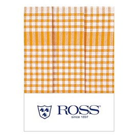 Ross Pack of 3 Cotton Tea Towels Farmer's Check Yellow 50 x 70 cm