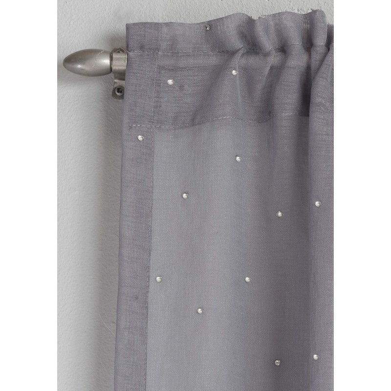 Tyrone Textiles Ltd Jewel Grey Diamante Voile Panel (Drop -