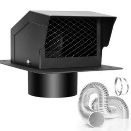 4 Inch Roof Vent Kit, Removable Roof Vent, Bathroom Exhaust Roof Vent for Dryer, 4 Inch Galvanized Steel with Damper,5FT Aluminum Ducting and Duct Clamps (4IN)