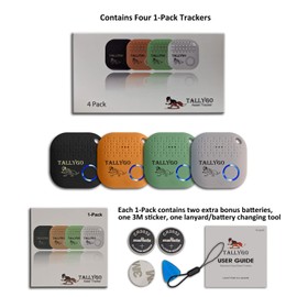 Bluetooth Item Finder (iOS and Android Compatible) - Key Finder, Item Locator, Phone Finder, Wallet, Purse, Backpack, Tools, Extra Batteries, Inventory List, (TG_Tracker Multi-Color 4-Pack)