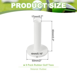 PATIKIL Rubber Golf Tee, 8 Pack 3.3 Inch Golf Practice Tees Training Driving Range Tee Stable Golf Ball Holder for Outdoor Indoor Hitting Mat Golf Mat, White
