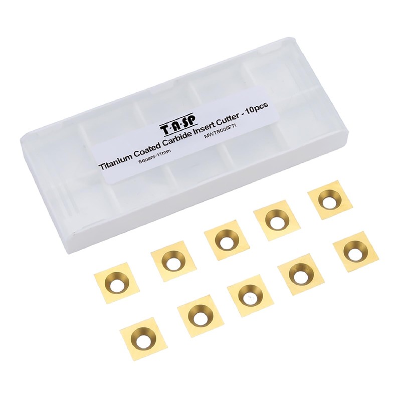 TASP Titanium Coated Carbide Cutter Inserts for Wood Turning Tools,11x11mm,Pack