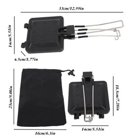 Sandwich Maker, Double Sided Camping Foldable Maker Nonstick Coating Hot Toaster Stovetop Toasted Sandwich Maker Flip Pan Rustproof with Foldable Handle for Outdoor Use