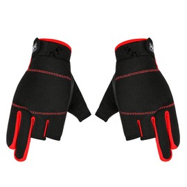 Fingerless Outdoor Gloves, 3 Fingers Open Flexible Breathable Cycling Gloves, Anti-Slip Safety Gloves for Motorcycle, Assembly - Black