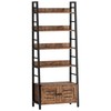 IRONCK Bookshelf with Louvered Doors, 4-Tier Ladder Shelf with Cabinet