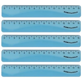 KUM AZ2290116-B Flexi Style Ruler 15 cm Blue Flexible Pack of 5 School Supplies