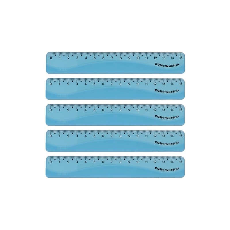 KUM AZ2290116-B Flexi Style Ruler 15 cm Blue Flexible Pack