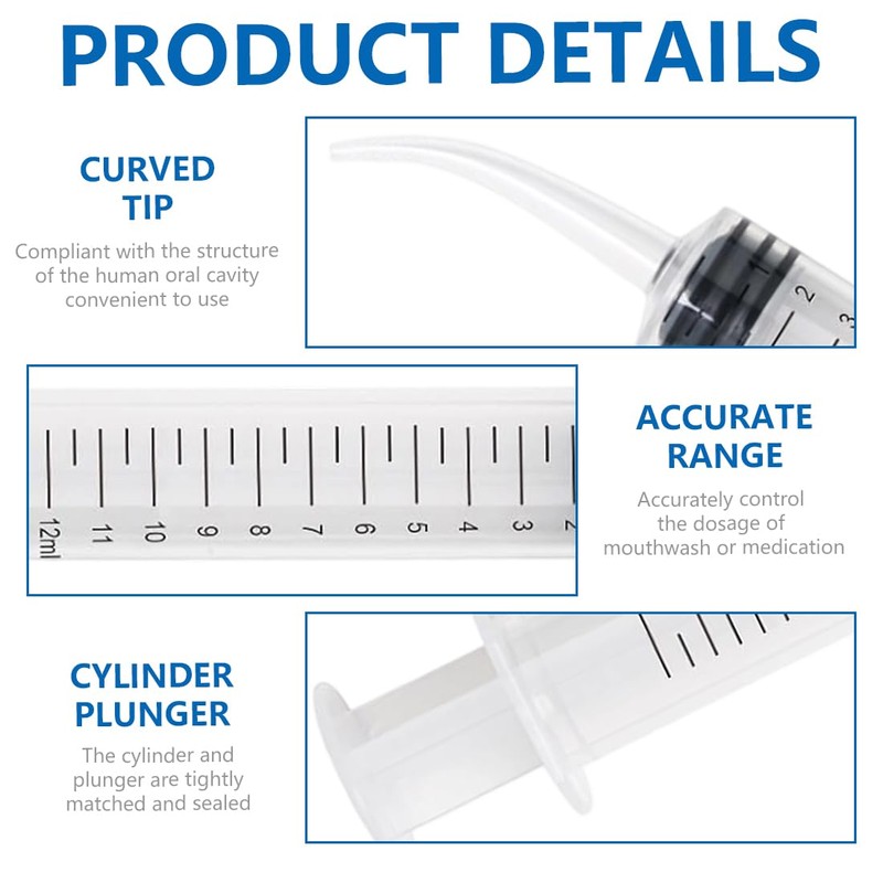 JAZOKA 4 Dental Irrigation Syringe 12cc Graduated Syringe Cleaning Curved
