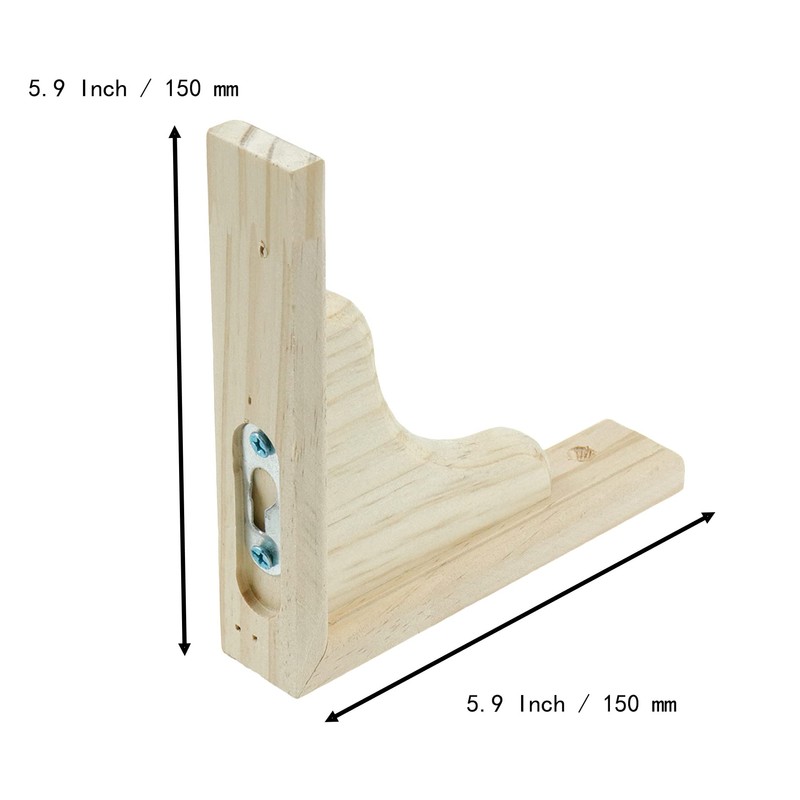 Mcredy 2 PCS Wood Shelf Bracket,6 Inch Triangle Wall Mount