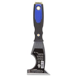 Edward Tools 6 in 1 Painters Tool - Scraper, Putty Remover, Spreader, Half round cut out to remove paint from roller, sharp point to open cracks for patching, metal handle for nail setting - Soft Grip