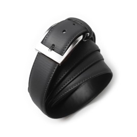 BELTMIX Men's Belt, Business, Casual, Large Size, Carbon, Saffiano, Genuine Leather, Suit Belt, Pin Belt, 65.0 inches (165 cm), Design 1: Black