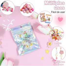 Bolsa Holográfica Multiusos200pieza, Bolsa Hermética Reutilizable con Diseño Transparente de Doble Lámina de Aluminio, Apta para Alimentos, Joyas, Cosméticos, Accesorios, etc. (9 * 12CM)