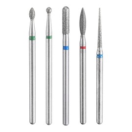 HARFINGTON 5pcs Diamond Grinding Bit 1.4/2.3/2.5mm Tapered Oval Cylindrical Ball Head 2.35mm Shank Stone Sanding Drill Bits Rotary Tool for Ceramic Glass Nails Grinding Polishing