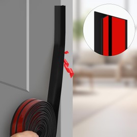 T-Shaped Silicone Seal Strip for Door & Windows Gaps, Weather Stripping Draft Stopper for Side Entry - 20Ft Black