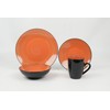 HomeVss Sonoma 16 Piece Stoneware Dinner Set, Outside Black +