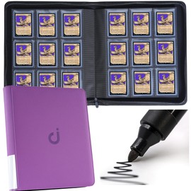 D DACCKIT Toploader Binder, Holds 288 Toploaders - 9 Pocket Top Loader Binder for 3" x 4" Rigid Card Holders for Trading Cards or Sports Cards（Light Purple）