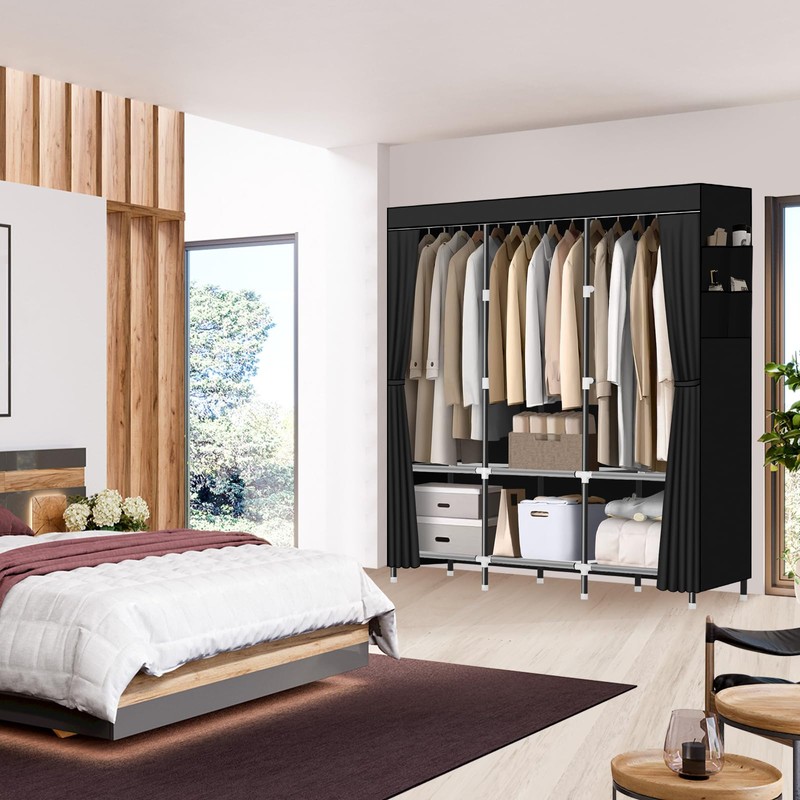 LOKEME Wardrobe Closet,Portable Closet for Bedroom Steel Pipe Diameter 19mm