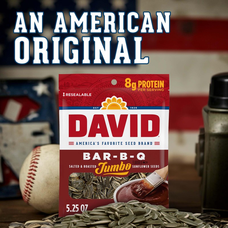 DAVID SEEDS Roasted and Salted Bar-B-Q Jumbo Sunflower Seeds, 5.25