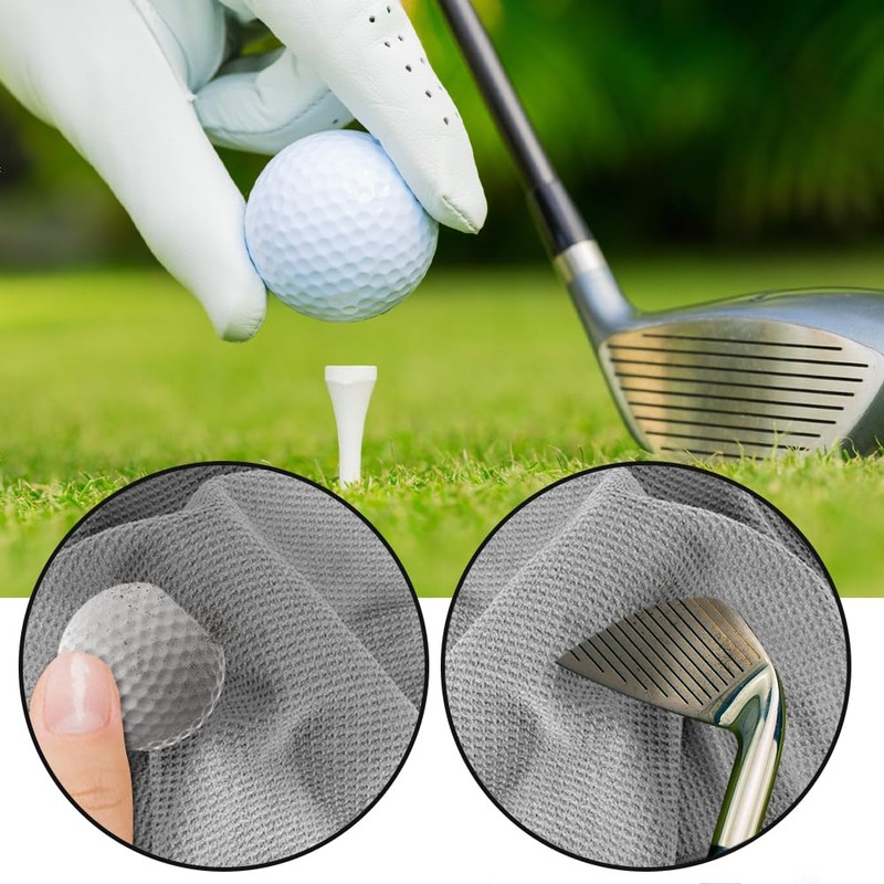 flintronic 4PCS Microfiber Golf Towel 40*40cm Carabiner Clip Waffle Pattern