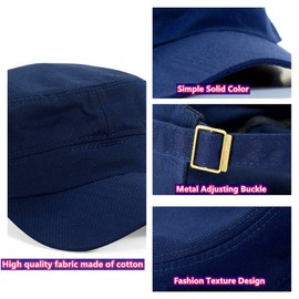 Men's Army Cap, Military Flat Cap, Cotton Army Cap, Cadet Hat, Adjustable Baseball Cap, Summer Trucker Hat for Outdoors, Sports, Hiking and Travel, navy