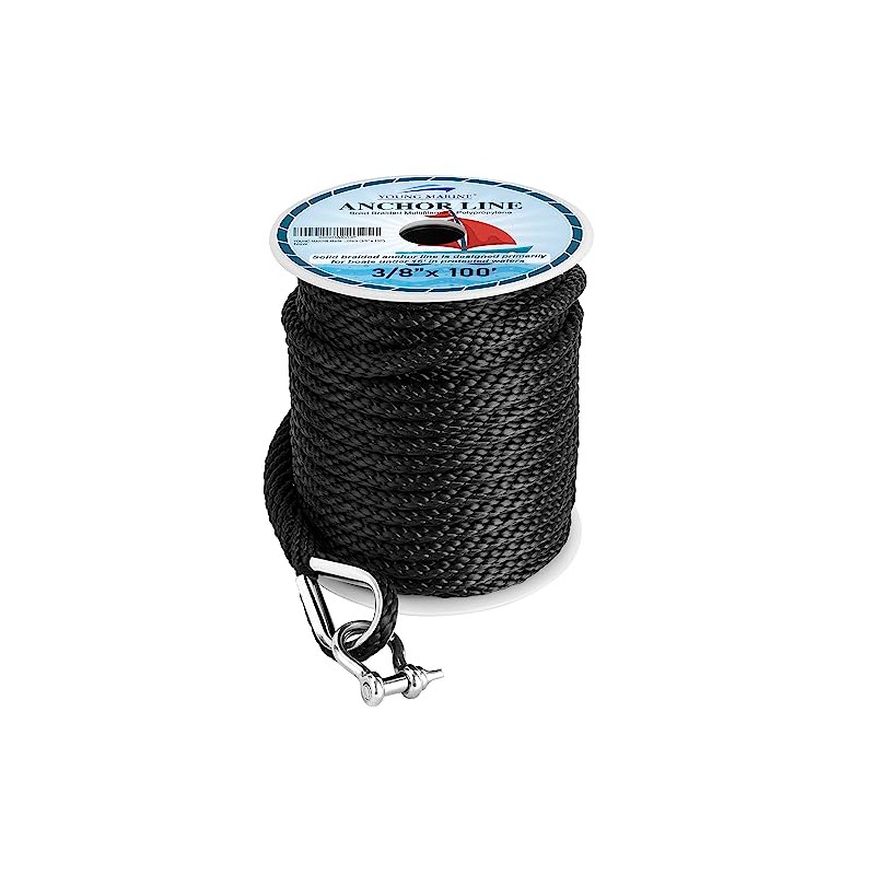 YOUNG MARINE Made 3/8 Inch 100FT 150FT Premium Solid Braid