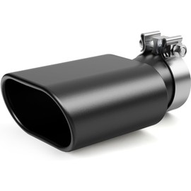 LCGP 3" Square Exhaust Tip 3" to 3" x 5.5"" Diesel Exhaust Tip,12" Overall Length Clamp On Design Truck Tail Tip Rolled Angle Cut Design Black