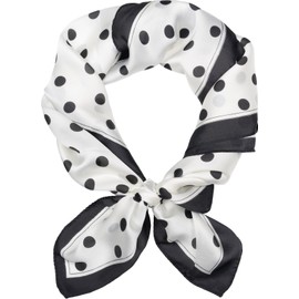 styleBREAKER 01016234 Women's Neckerchief with Dots Pattern, Square Polka Dots, Head Scarf, white-black