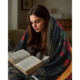Bozidol Virgin Mary Blanket with Rose, 50"X60" Virgen de Guadalupe Blanket, Inspirational Religious Gifts for Women Men Christian Catholic Faith Prayer Soft Cozy Flannel Throw Blankets for Bed Couch