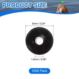 YELARXI Fishing Beads Holographic Soft Plastic Fishing Bait Eggs Lure Rigs Accessories, 6 mm Fit for Saltwater Freshwater - Round (1000 Pack, Black)