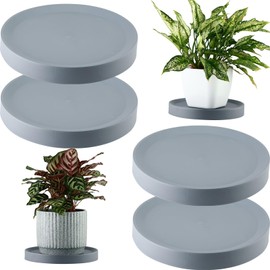 4 Packs Plant Caddy with Hidden Wheels 12.4 Inch Rolling Plant Stand Heavy Duty Plant Dolly with Casters Indoor and Outdoor Plants Plant Roller Base Large Plant Cart Pot Saucers with Wheels, Grey