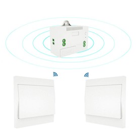 Wireless Light Switch, Wireless Light Switch and Receiver Kit Self-Powered Switch Remote Control Lighting Fixture White2 x 1 Gang Switch&1 x Receiver