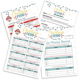 Christmas Family Feud Board Game, Family Friendly Games, Team Building Games for Adults, Gamenight for for Families, Office, Class, Group Gathering-30 Prelim Cards & 3 Fast Money Round Cards, HNSX01