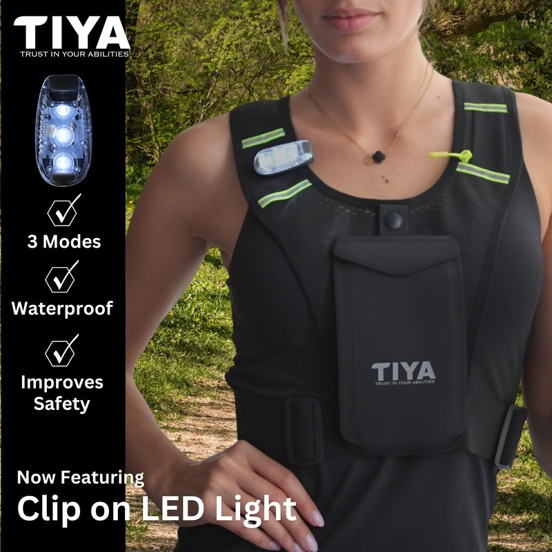 TIYA Running Vest Phone Holder with Light - Waterproof, Touchscreen