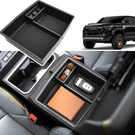 Coleya 2024 2025 Tacoma Accessories Center Console Organizer for Toyota Tacoma (SR5/TRD Off-Road/TRD Sport/TRD Pro/Limited/Trailhunter) Durable ABS Plastic 2025 Tacoma Console Tray Insert (Black)