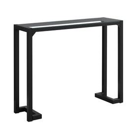 Monarch Specialties I Accent Table-42 L Tempered Glass Hall Console, Black