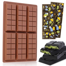 FUNBAKY Chocolate Bar Mold, Dubai Chocolate Bar Mold Deep Silicone Break-Apart Chocolate Mold Nonstick Thick Candy Bar Mold for Dubai Chocolate Bar Pistachio 1 Pack10 Snap
