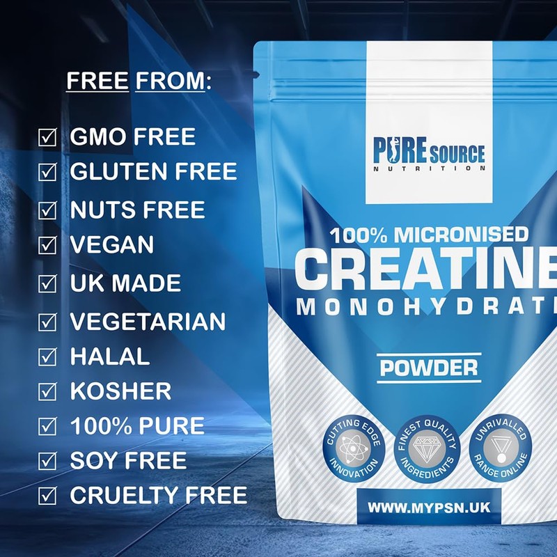 Pure Source Nutrition Creatine Monohydrate Powder Vegan Gluten Free 100%