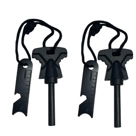 2pcs Fire Steel Survival Flint and Steel with Scale Scraper Ferrocium Rod Fire Starter Kit for Travelling Camping Hiking