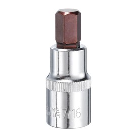 uxcell 7/16" Hex Bit Socket 1/2" Drive SAE S2 Steel Square Drive Socket Extension Impact Bit Socket Ratchet Wrench Accessories for Turns Power Drill Into Nut Driver