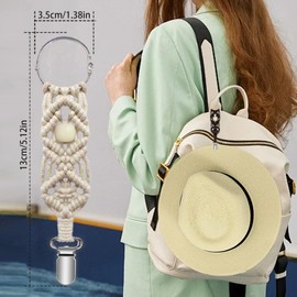 VPbao 2pcs Handmade Woven Hat Clips for Travel, Bohemia Caps Carrier Holder for Bag Backpack Luggage, Beach Vacation Cruise Essentials Multifunctional Portable Storage Hanging Hat Clips