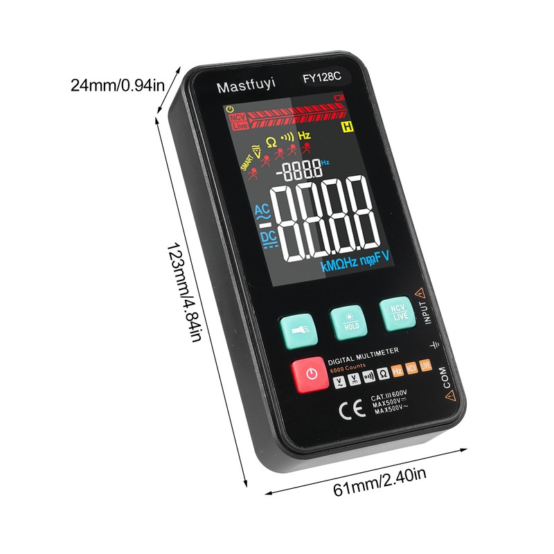 MASTFUYI FY128C Smart Digital Multimeter with Bracket Compact Intelligent Electrical