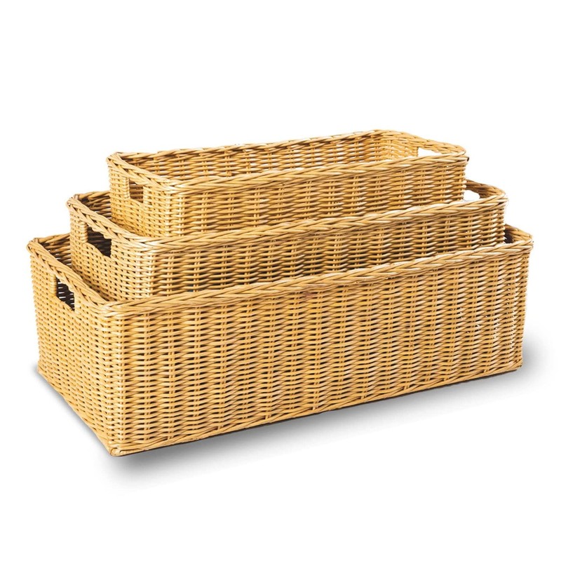 The Basket Lady Long Low Wicker Basket, Large, 25 in