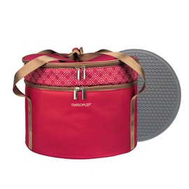 Tmrioplep Pie carrier, casserole carrier with holder, double round insulated bag, casserole carrier for hot and cold foods (Red)